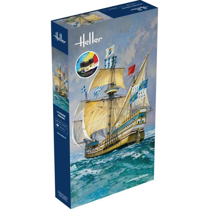 Maquette bateau - HELLER - Starter Kit La Grande Hermine - Échelle 1/150 - Mixte - Age minimum 15 ans