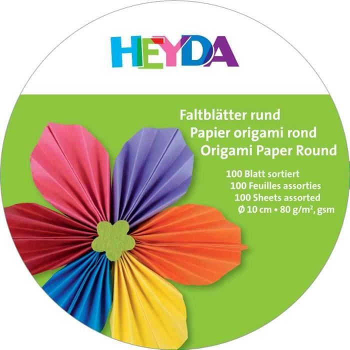 HEYDA Feuilles pliables rondes 100 mm 80 g/m² - Imprimé recto-verso, 10 ...