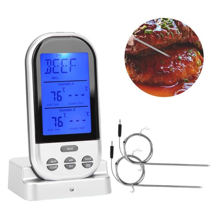 Thermomètre à Viande Sans Fil LCD, Sonde Numérique à Distance, Thermomètre De Cuisine Pour Barbecue Outils Pour Four Et Barbecue 91657776