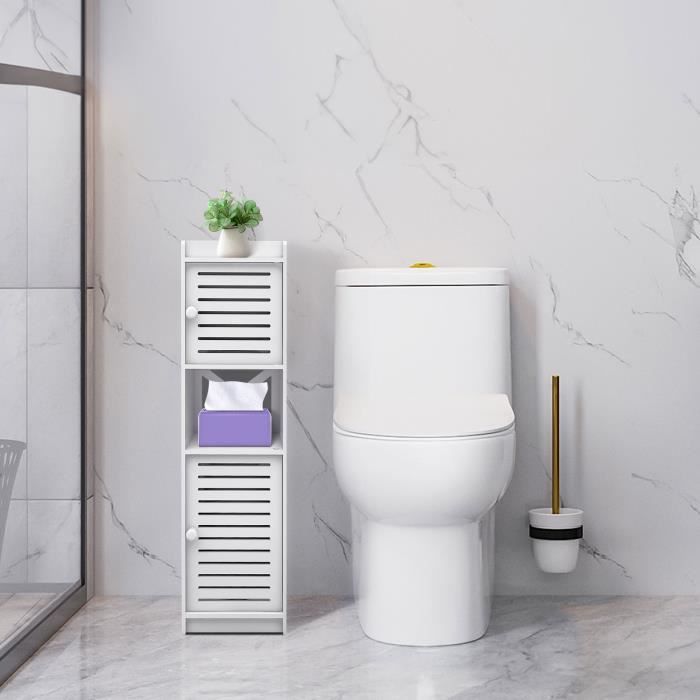 kedia. meuble colonne de salle de bain armoire haute meuble rangement - 20*20*75cm (blanc)
