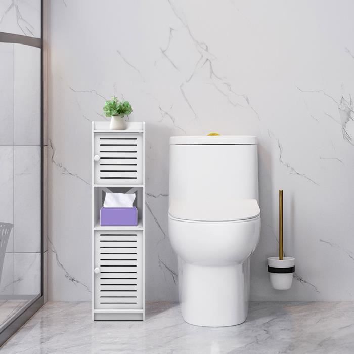 KEDIA. Meuble Colonne de Salle de Bain Armoire Haute Meuble Rangement - 20*20*75cm (Blanc)