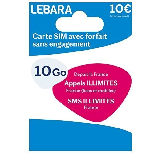 Lebara SIM - appels et SMS illimités France + 10Go - prête à l'emploi