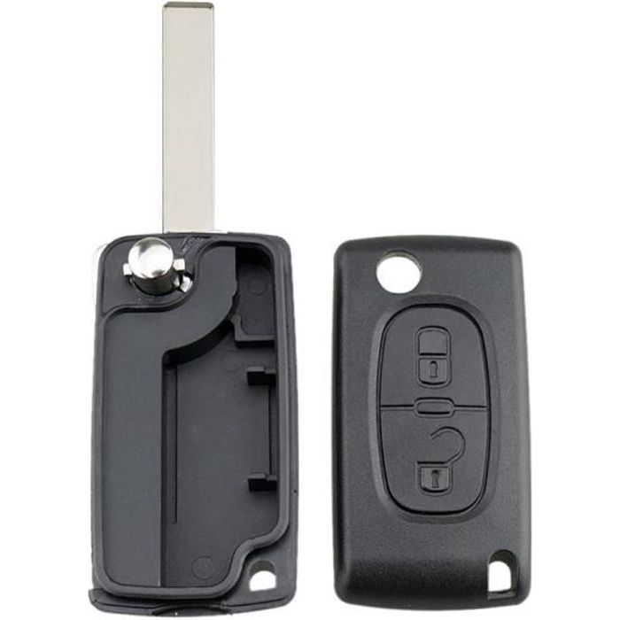 Convient pour Peugeot 2008 3008 5008 2 boutons télécommande porte-clés coque Ce0523 Hu83, noir