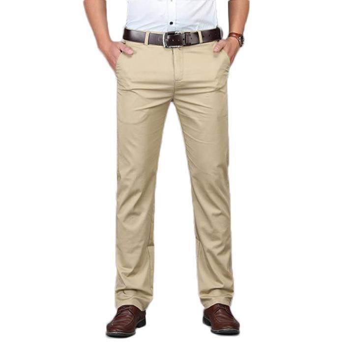 Pantalon Homme Chino Regular Straight Style Business Couleur Unie