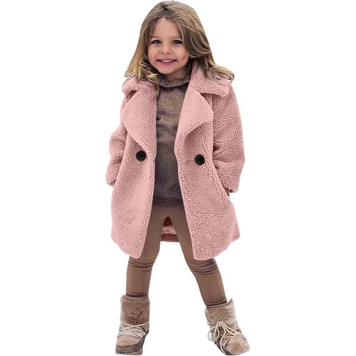 Enfants Fille Manteau Fausse Fourrure Peluche Coton Blousons B b