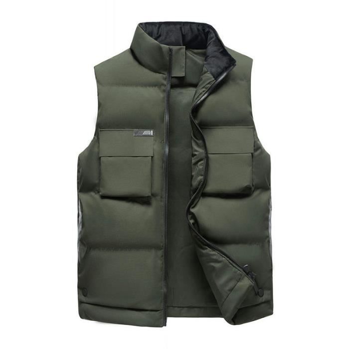 Doudoune sans manche homme INSFITY Vert militaire Chaud et confortable Cdiscount Pret a Porter