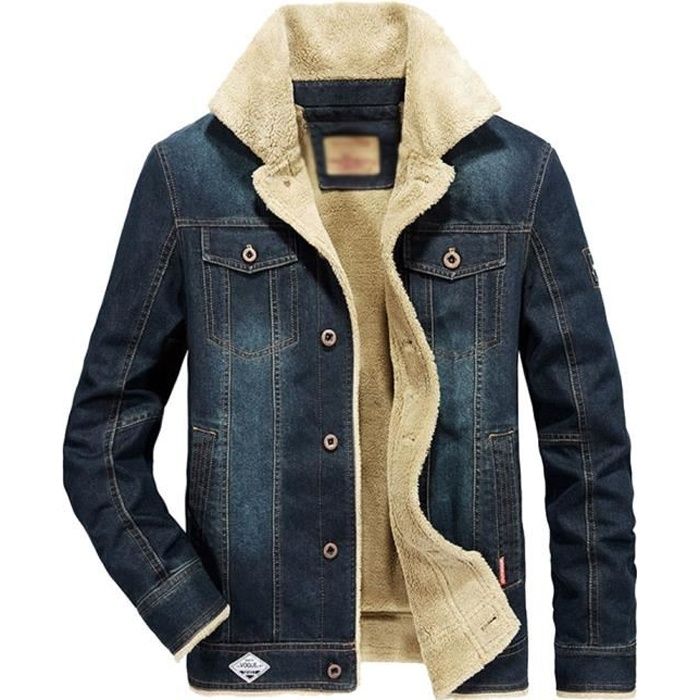Veste en jean maxi fourrure top