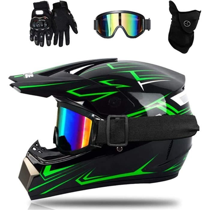 RUMOCOVO® Casque de moto cross avec lunettes gants masque, casque intégral casque  cross enfants, unisexe vélo descente hors route - Cdiscount Auto