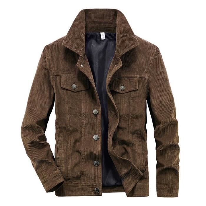 Veste Homme Velours Cotele Casual en Coton Couleur Unie