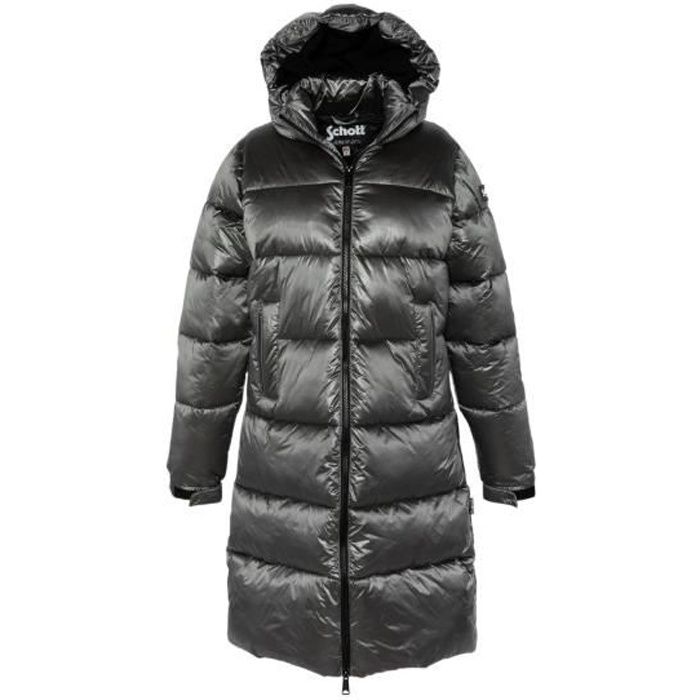Doudoune a capuche extra longue femme Schott Ref 58652 Silver Argente Cdiscount Pret a Porter