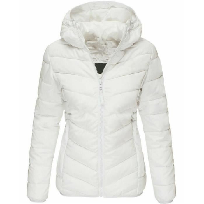 Doudoune blanche capuche fourrure top
