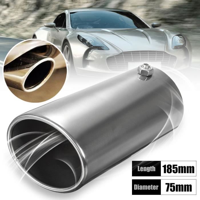 Neufu 75mm Chrome Voiture Queue Droit Tuyau D Echappement Bout