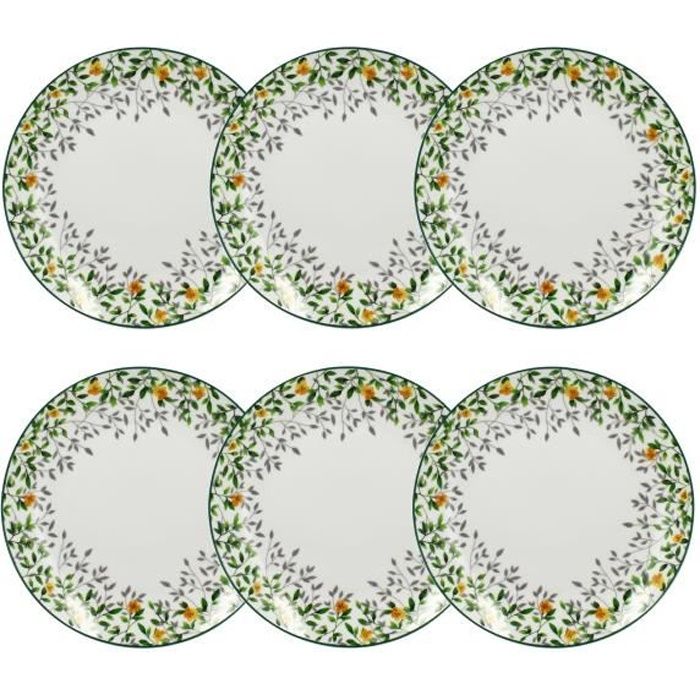 Lot De 6 Assiettes Creuses En Grès 20,5cm, Florali Couleur