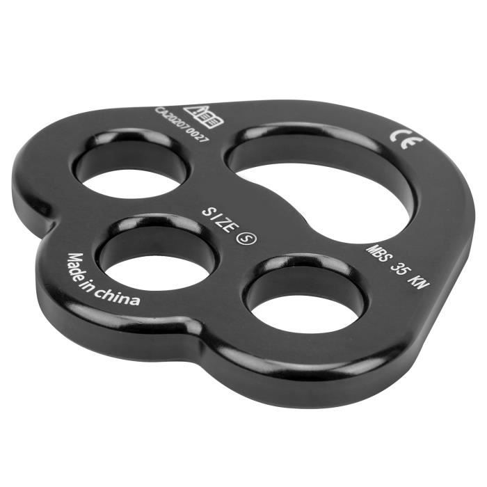 HERCHR Plaque De Gréement 3 Trous En Alu – 35 KN, Pour Escalade, Spéléo, Sauvetage, Rouge Ou Noir, Légère 90 G