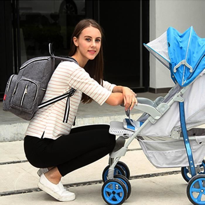 Sac A Dos Mommy Bag Langer Bebe Sac Dos Voyage Avec Sangles De Poussette Bandouliere Gris Fonce Cdiscount Puericulture Eveil Bebe