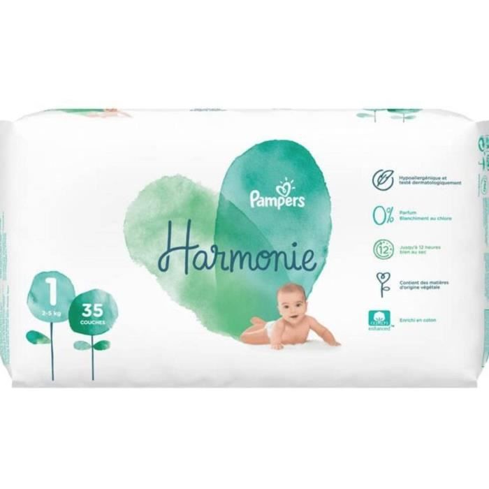 Pampers Harmonie Couche T1, Geant Paquet, 35 Unites Lot de 1