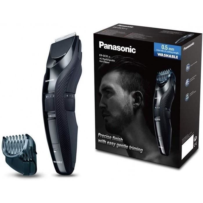 Tondeuse à cheveux Panasonic ER-GC53 avec 19 longueurs de coupe (1-10 mm), lavable, noire