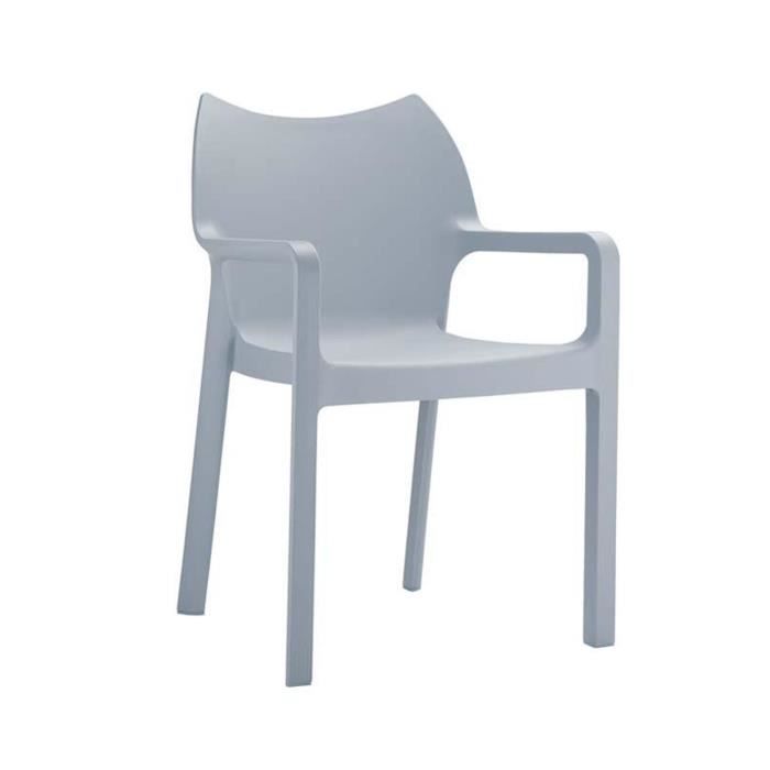 Chaise de jardin empilable en plastique gris clair  H84 x P53 x L57 cm