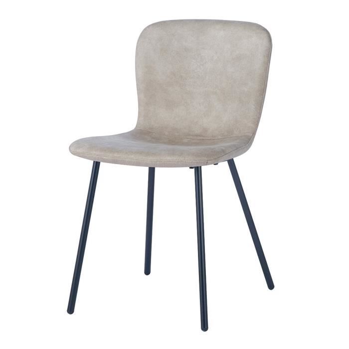 chaise cuir pu pour salle à manger - price factory - alcan - beige - métal - design