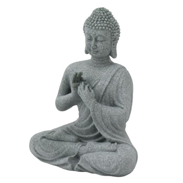 STATUE BOUDDHA EN Grès Sculpture Fait à la Main Prière Méditation