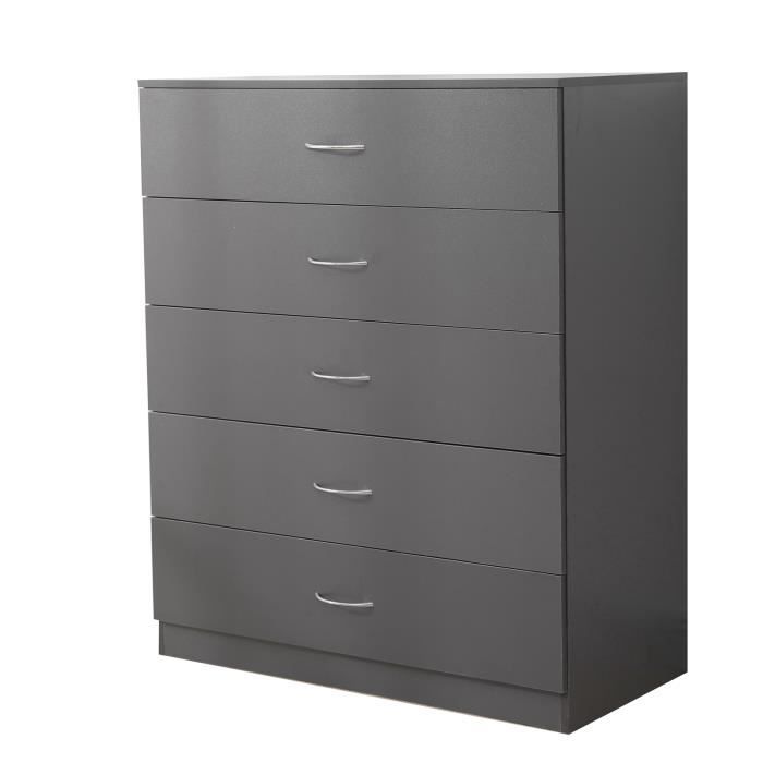 Meuble de rangement à cinq tiroirs gris de style moderne Qqmora