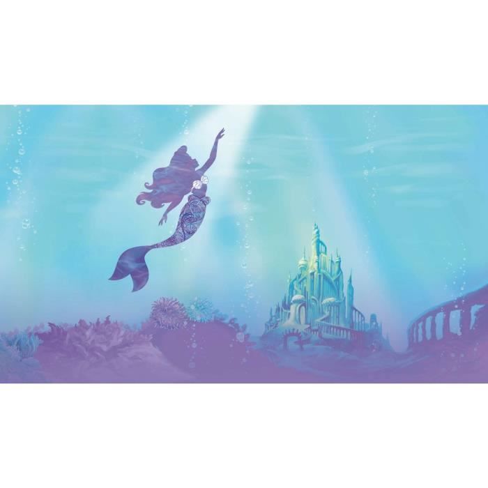 Fresque Murale Adhesive Geante Disney Ariel La Petite Sirene Sous La Mer Avec Fond Chateau 3 2 M X 1 M Bleu Cdiscount Bricolage