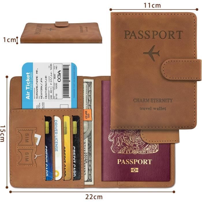 Portefeuille De Voyage Organisateur En Cuir Bleu Marine - Ancien, Monogrammé, Occasion Très Bon état