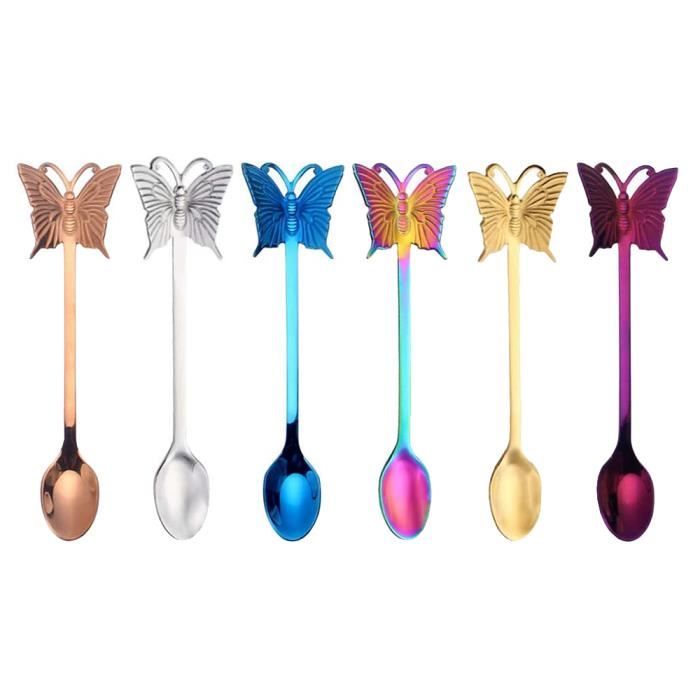 Lot 6 Cuillères à Café Cœur Manche Long Acier Inox – Cuillères Dessert Glace Café, Design Élégant Inoxydable, Idéales Cadeaux Mariage Anniversaire
