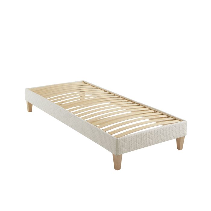 Sommier déco tapissier naturel écru Aube - SOMEO 2x80x190 - Ecru - Garantie 5 ans - Someo