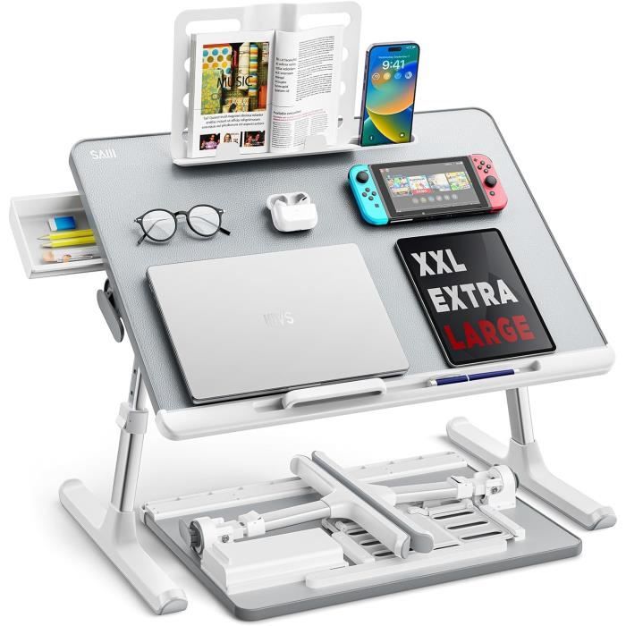 Table De Lit Pliante Elekin Pour Ordinateur Portable - Avec USB Et Porte-Gobelet Noir
