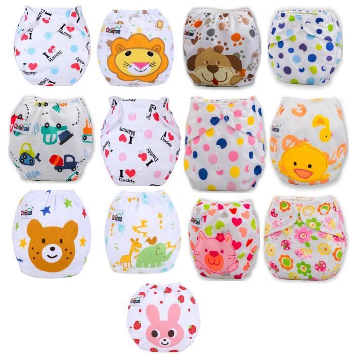 STOEX® LOT 13 COUCHES LAVABLES bébé TE1 + 13 INSERT MICROFIBRE bébé