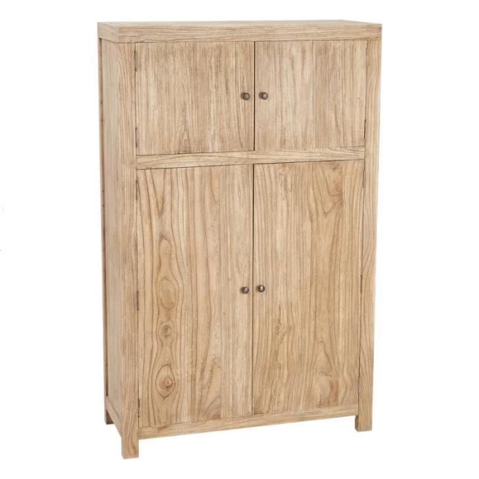 Armoire 4 portes Bois Massif clair LAINA L 100 x l 40 x H 160