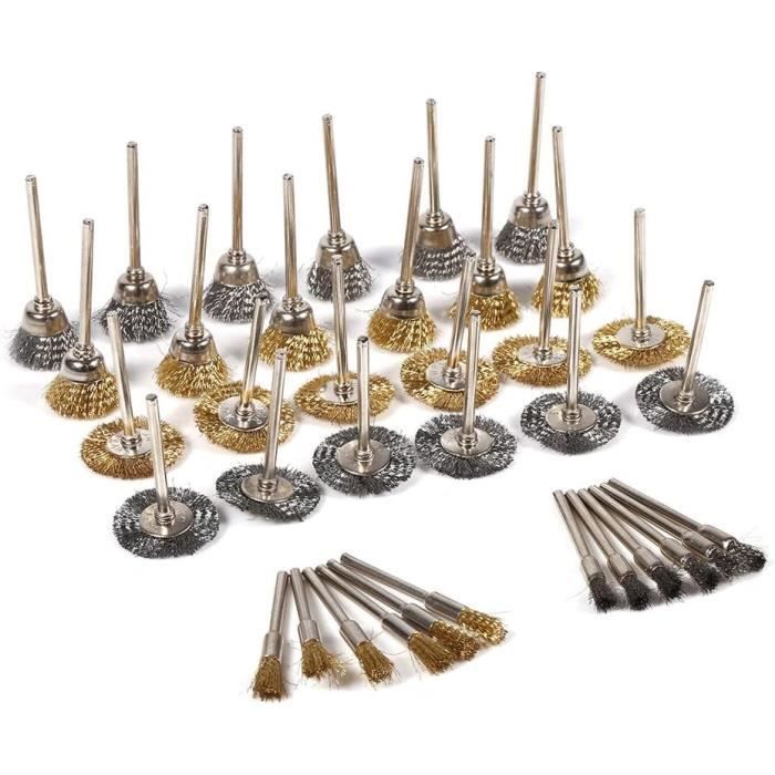 Kit De 7 Brosses Miniatures En Métal Et Nylon – Pour Nettoyage Soudure, Rouille, Pièces Mécaniques - 1