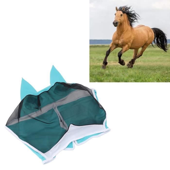Masque Anti-mouches Shires Sans Oreilles – Maille Fine, UV 60%, Bleu Sarcelle, Ajustement Confortable, Pour Poney