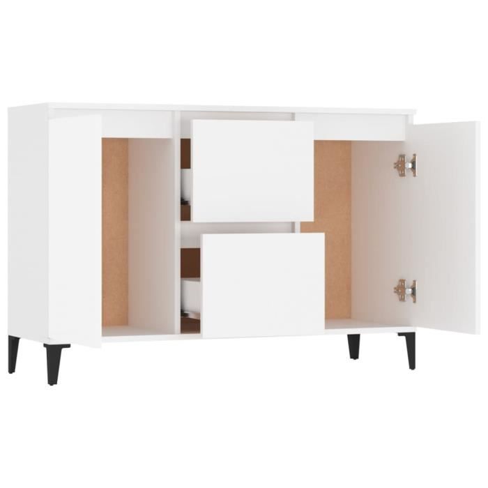 (806112) Buffet Blanc 104x35x70 cm Aggloméré SWT - VINGVO - Porte(s) et tiroir(s) - 70 cm - Métal - Salon