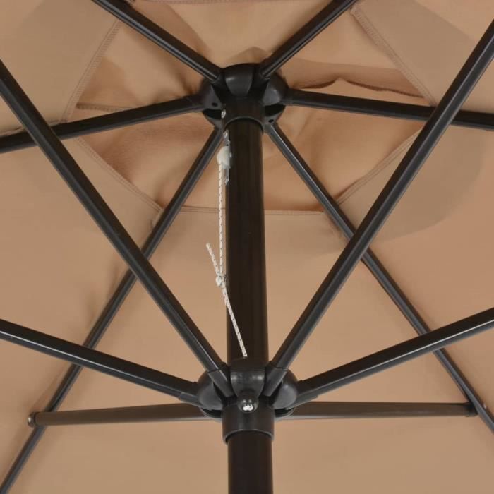 ZHA Parasol d'extérieur avec poteau en métal 300 cm Taupe