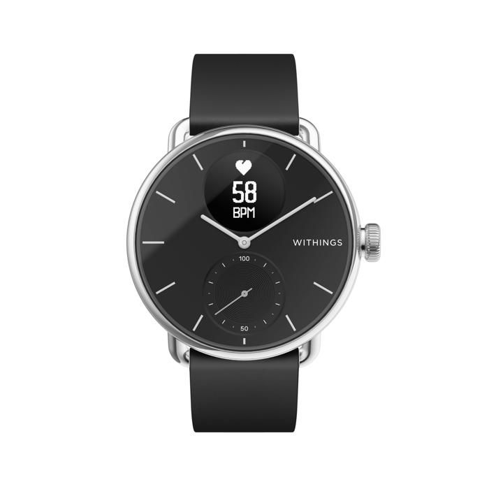 Montre connectée santé Scanwatch 38mm Noir - ECG - Tracker d'activité avec GPS connecté, moniteur de fréquence cardiaque & sommeil