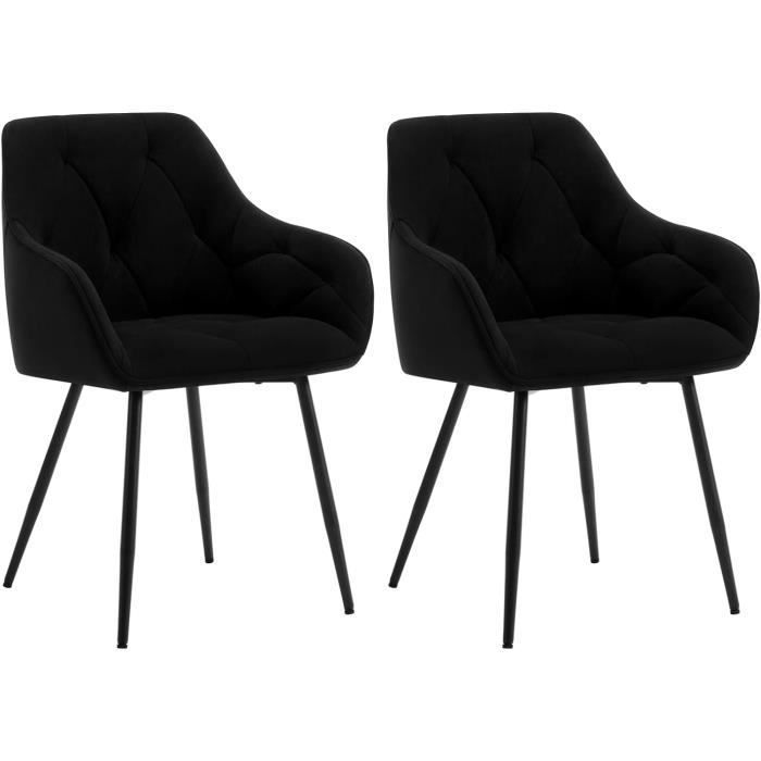 WOLTU Lot de 2 Chaises de Salle à Manger Ergonomique Chaise de Cuisine en Velours Rembourrée Pieds en Métal Noir W0ATT0143-2 WOLTU Lot de 2 Chaises de Salle à Manger Ergonomique Chaise de Cuisine en Velours Rembourrée Pieds en Métal Noir W0ATT0143-2