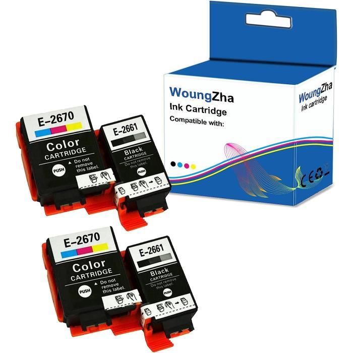WOUNGZHA 4x Grande Capacité Cartouches d'encre C13T26614010 Epson 266 ...