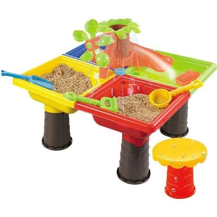 SKM Table à Sable Et à Eau 3 En 1 Pour Enfants 67,5x52x38 Cm - Bleu Et Vert Avec Accessoires