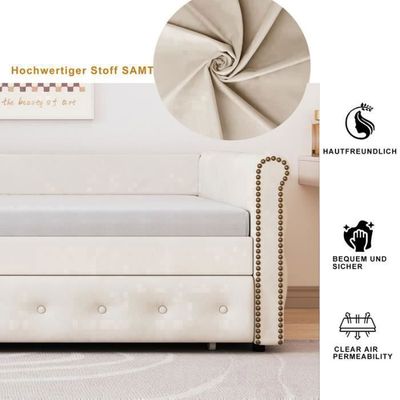 Canapé-Lit 90x200 Cm Multifonction Avec Lit Extensible 180x200 Cm, USB + Type C, Rangement Multiple Et Sommier | Leroy Merlin