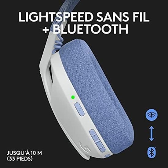 Logitech G435 LIGHTSPEED & Bluetooth sans Fil Casque Gaming, Casque léger  circum-auriculaire, Micro intégré, Batterie