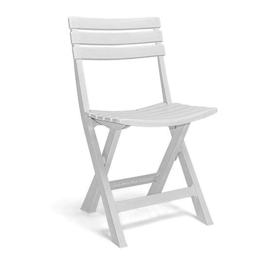 Jet-Line Ensemble Meubles Jardin 3 Pièces Blanc - Table + 2 Chaises Pliantes Balcon, Acier Revêtu Résistant Intempéries