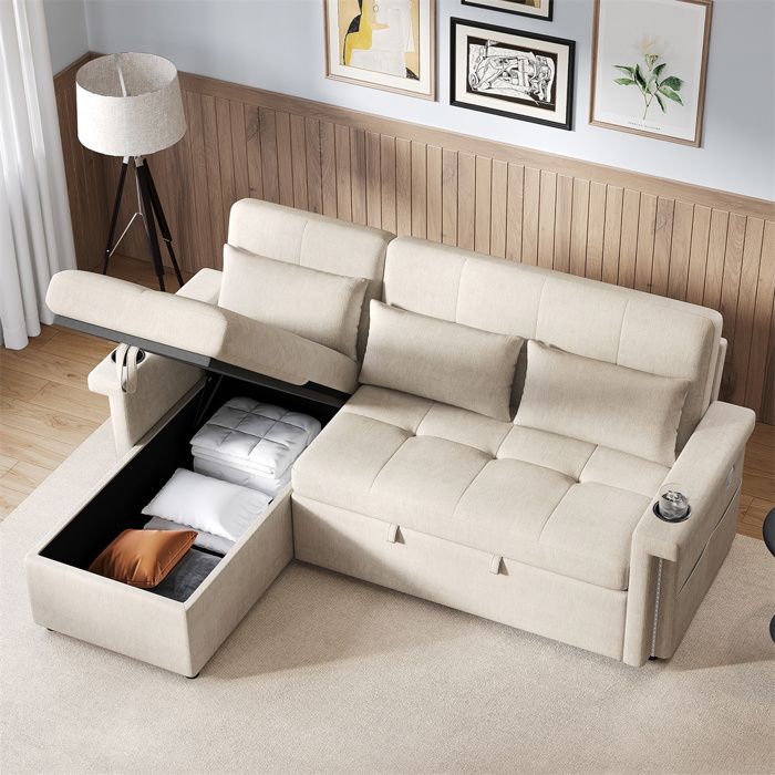Canape D Angle 3 Places Convertible