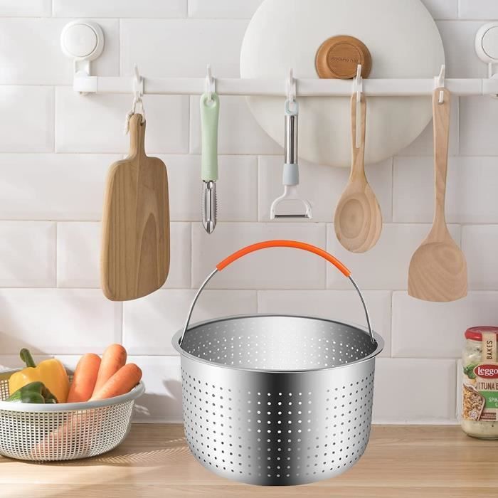 Panier Vapeur Inox 22cm - Pour Riz, Légumes, Fruits De Mer - Cuisson Saine Et Rapide - 5