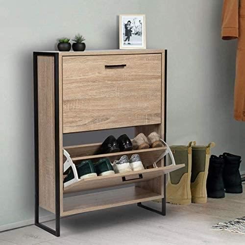 Meuble à chaussures LUIS 2 portes design industriel [12] Cdiscount Maison