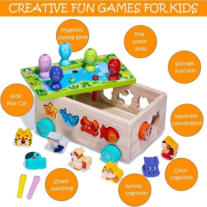 Uping - Jeu Montessori 2 En 1 - Pêche Magnétique Et Tri D'abeilles - Bois - 3 Ans Et Plus - Cadeau éducatif