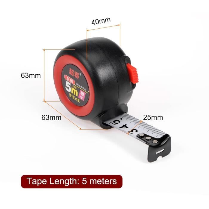 2Pcs Ruban Mesurer Autobloquant 5 Mètres Echelle Métrique Règle ...