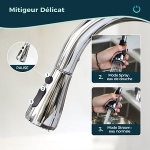 Robinet électrique 12V Rotatif 360° Pour Camping-car, Caravane, Bateau - Acier Inoxydable Noir