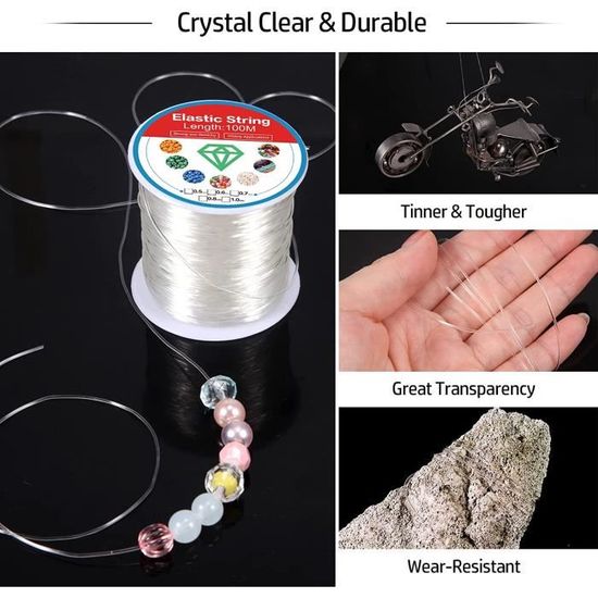 FIL À CORDES non élastique pour perles et bracelet transparent 0 5 mm * 390  m EUR 8,18 - PicClick FR